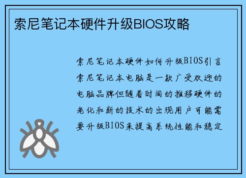 索尼笔记本硬件升级BIOS攻略