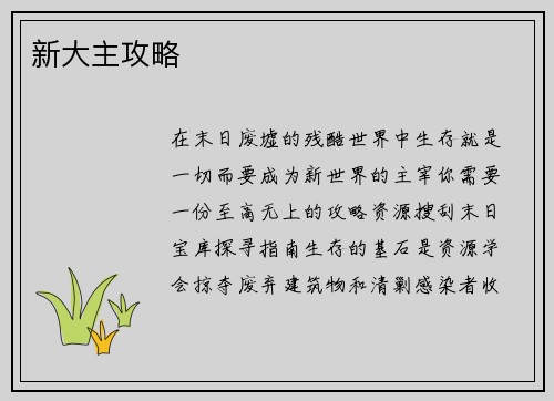 新大主攻略